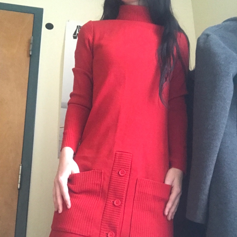 Red Vintage 100% Wool Maxi Dress